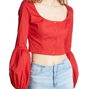 NWT STAUD Monica Cropped Button-up Top
